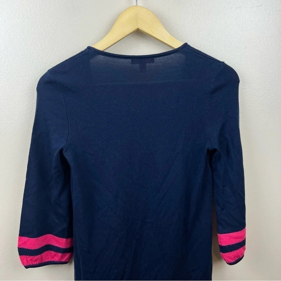 Lilly Pulitzer Connie Sweater Dress Size XS Blue Pink Stripes Preppy Merino Wool - Picture 7 of 9